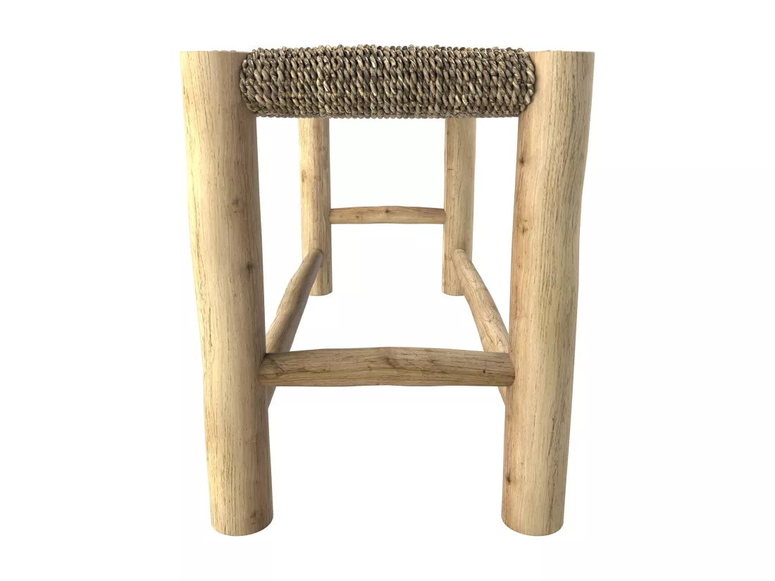 Banc 2 places 90 cm en jonc de mer et branche de teck - Jovan