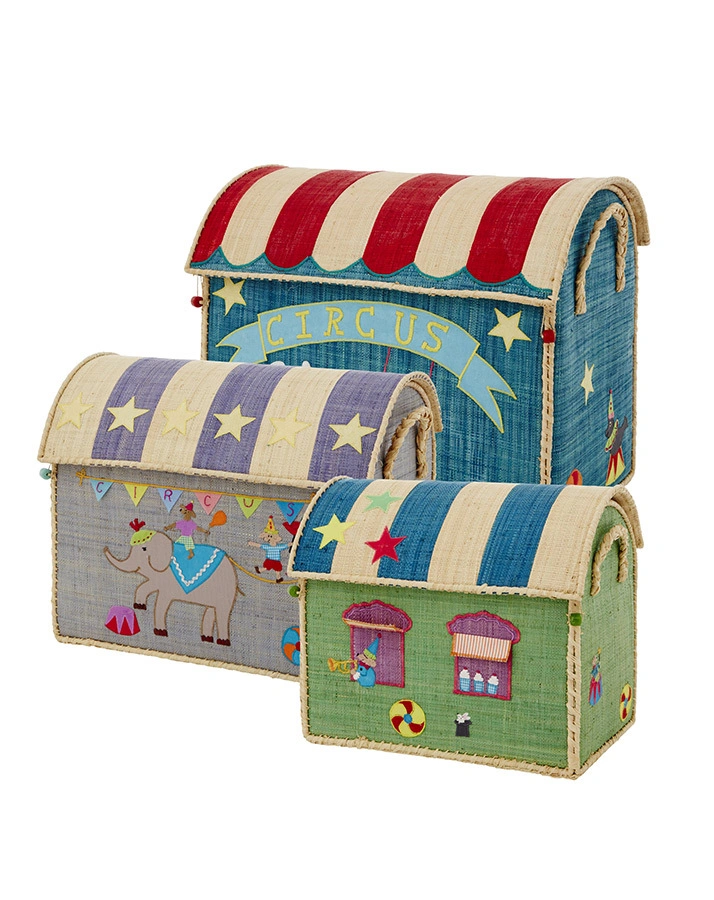 Bast-Spielzeugkiste CIRCUS SMALL (38x33x26) in grün