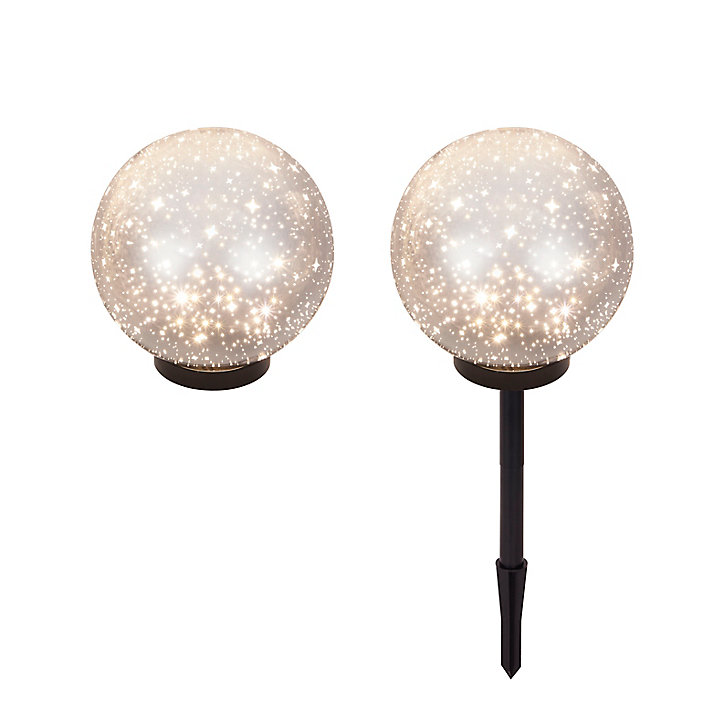 Boule lumineuse a piquer LED intégrée IP44 21.4 x 20 cm argent