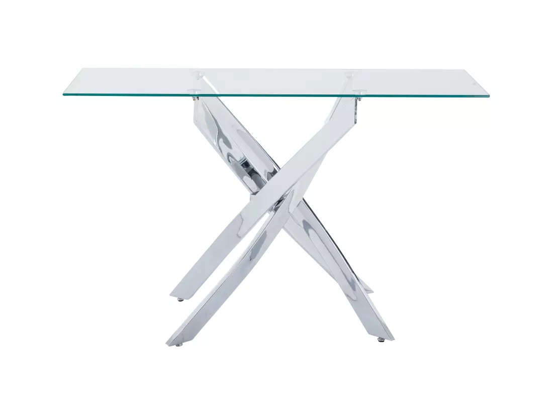 Console en verre trempé et métal chromé - Transparent - COSIMA