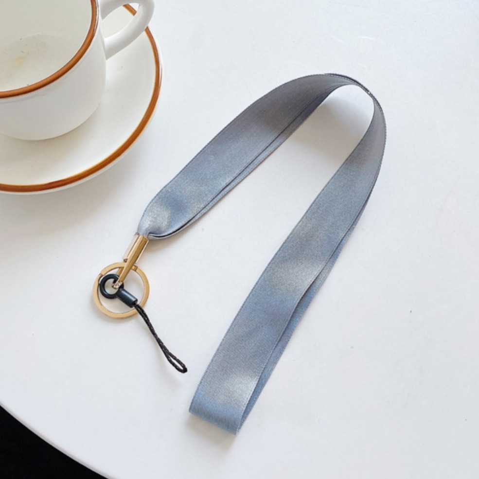 (85cm) Universal Seidenband Necklace Handykette Schlüsselband Umhängeband für Handy Hülle   Phone Strap - Grau