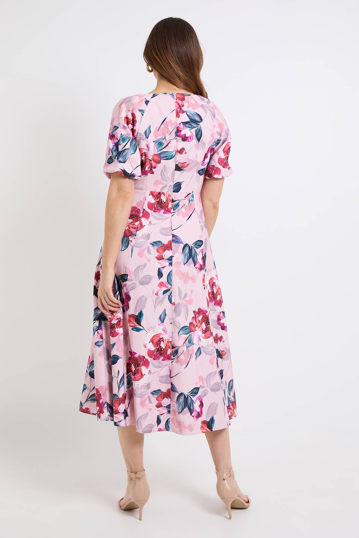Wallis Robe Midi En Twill Ottoman À Motif Floral