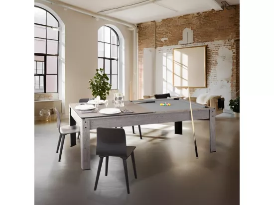 Billard Américain convertible table 6places KITBILL 6Ft - 206,5 x 116,5 x 80 cm Plateau dînatoire et accessoires inclus - Gris