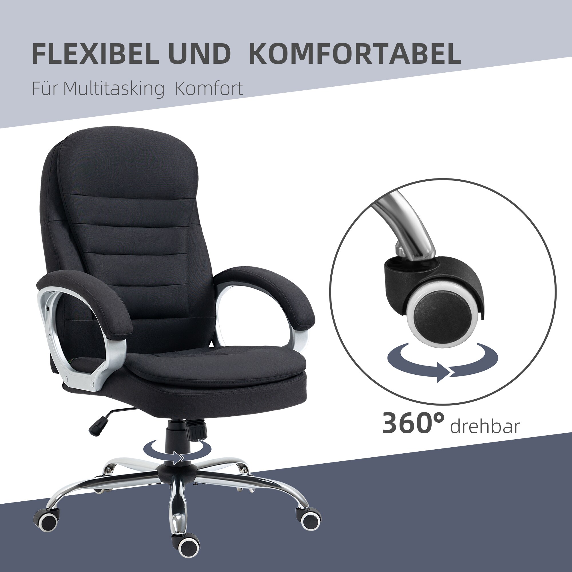 Vinsetto Bürostuhl mit hoher Rückenlehne 64 x 69 x 109-119 cm (LxBxH)