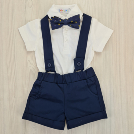 Bow tie dungaree set - blue