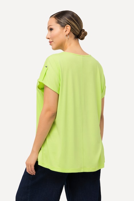Bluse, Oversized, V-Ausschnitt, Zierfalten, Halbarm