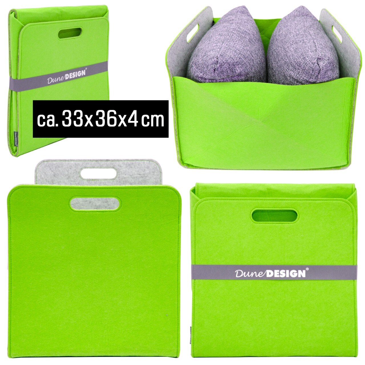 Aufbewahrungsbox 2er Set Cube Filz Apfelgrün 33x38x33cm