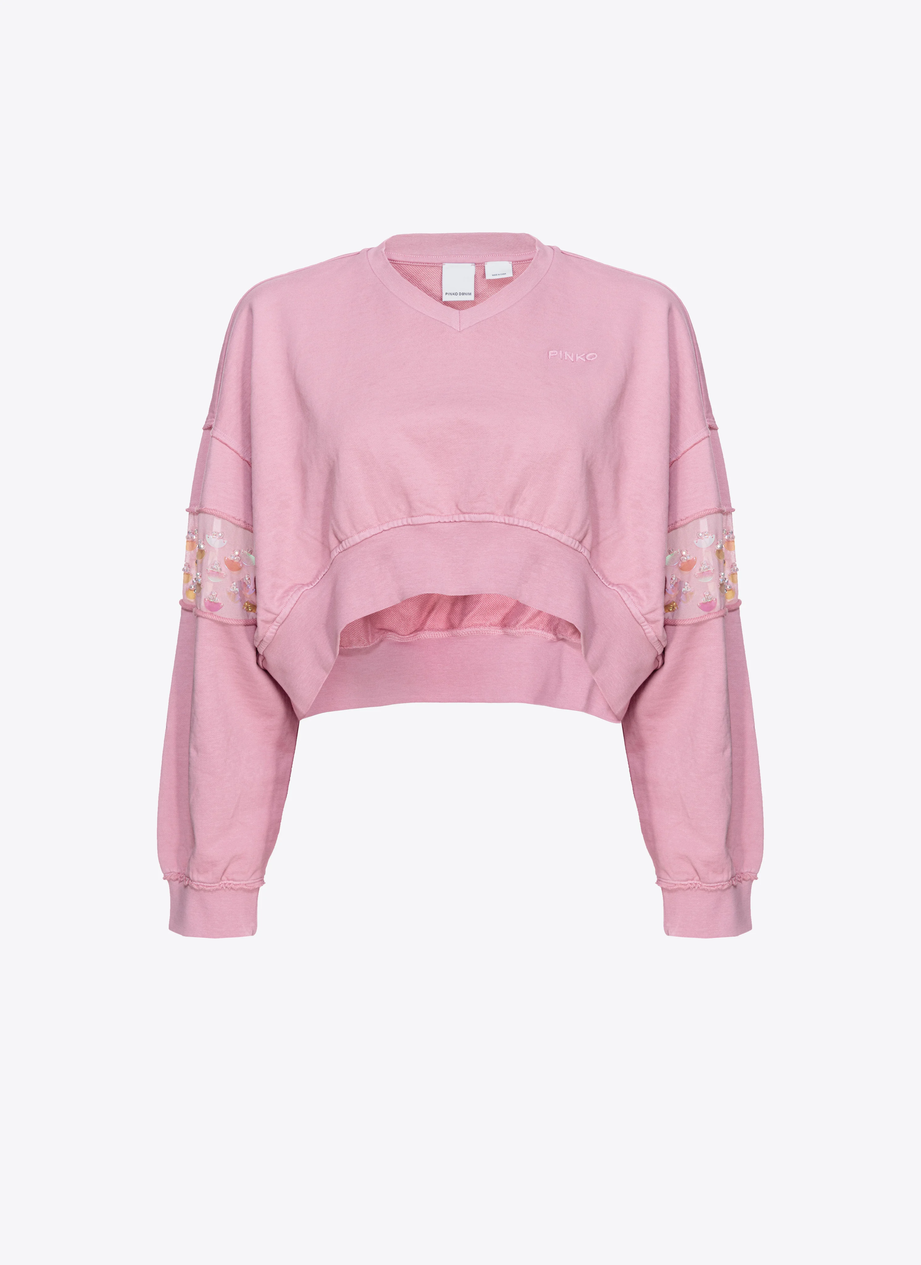 Sweat-shirt court brodé à la main | Violet