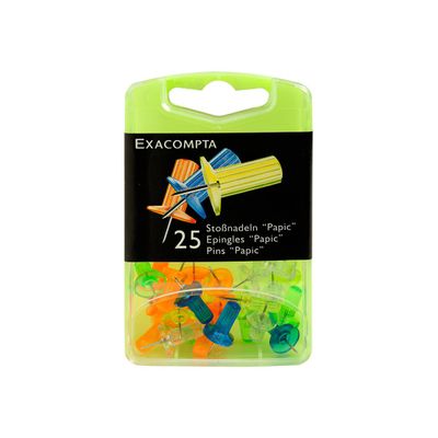 Exacompta - 25 Épingles papic - 10 mm - couleurs transparentes assorties