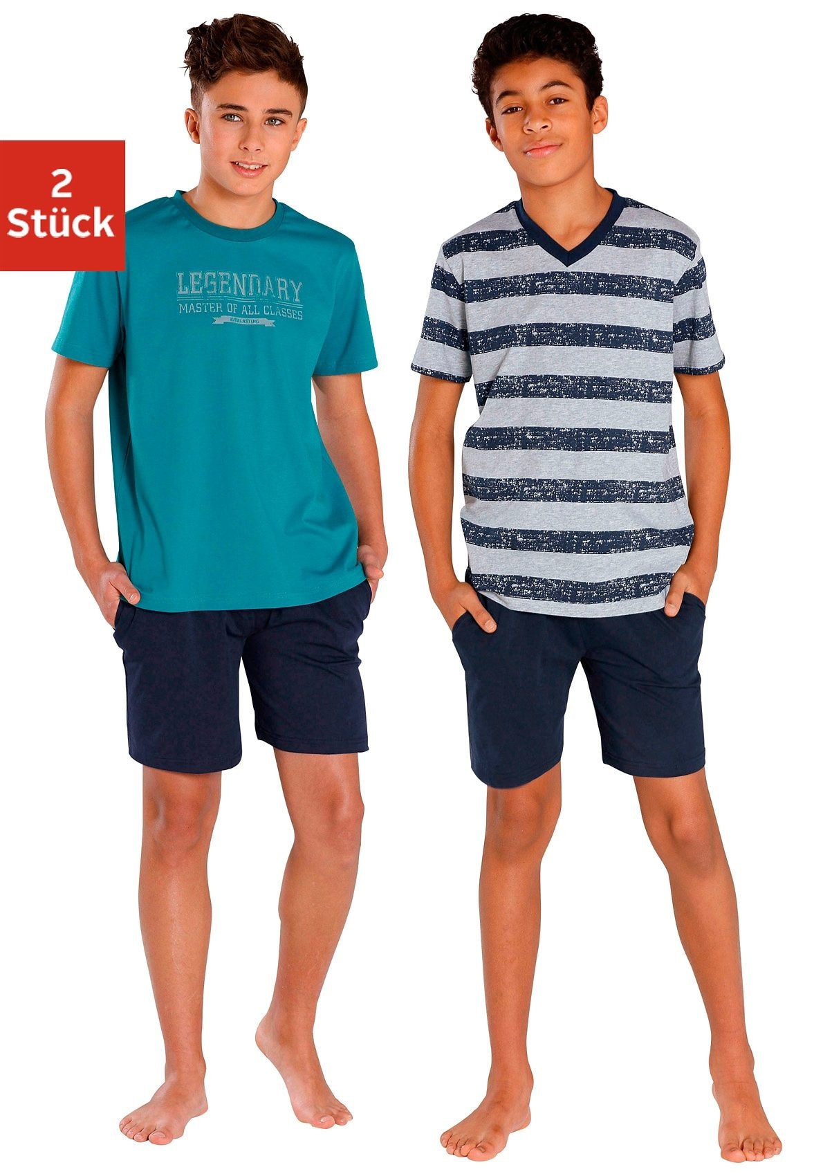 le jogger® Pyjama 2 Stück, 4 Stk. tlg., mit unterschiedlichen Shirts