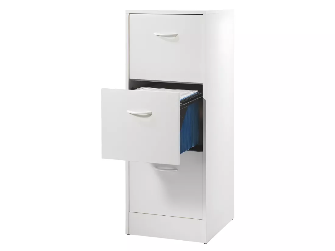 Classeur 3 Tiroirs Pour 75 Dossiers Suspendus 41,4 x 108,4 x 44 cm - Coloris: Blanc