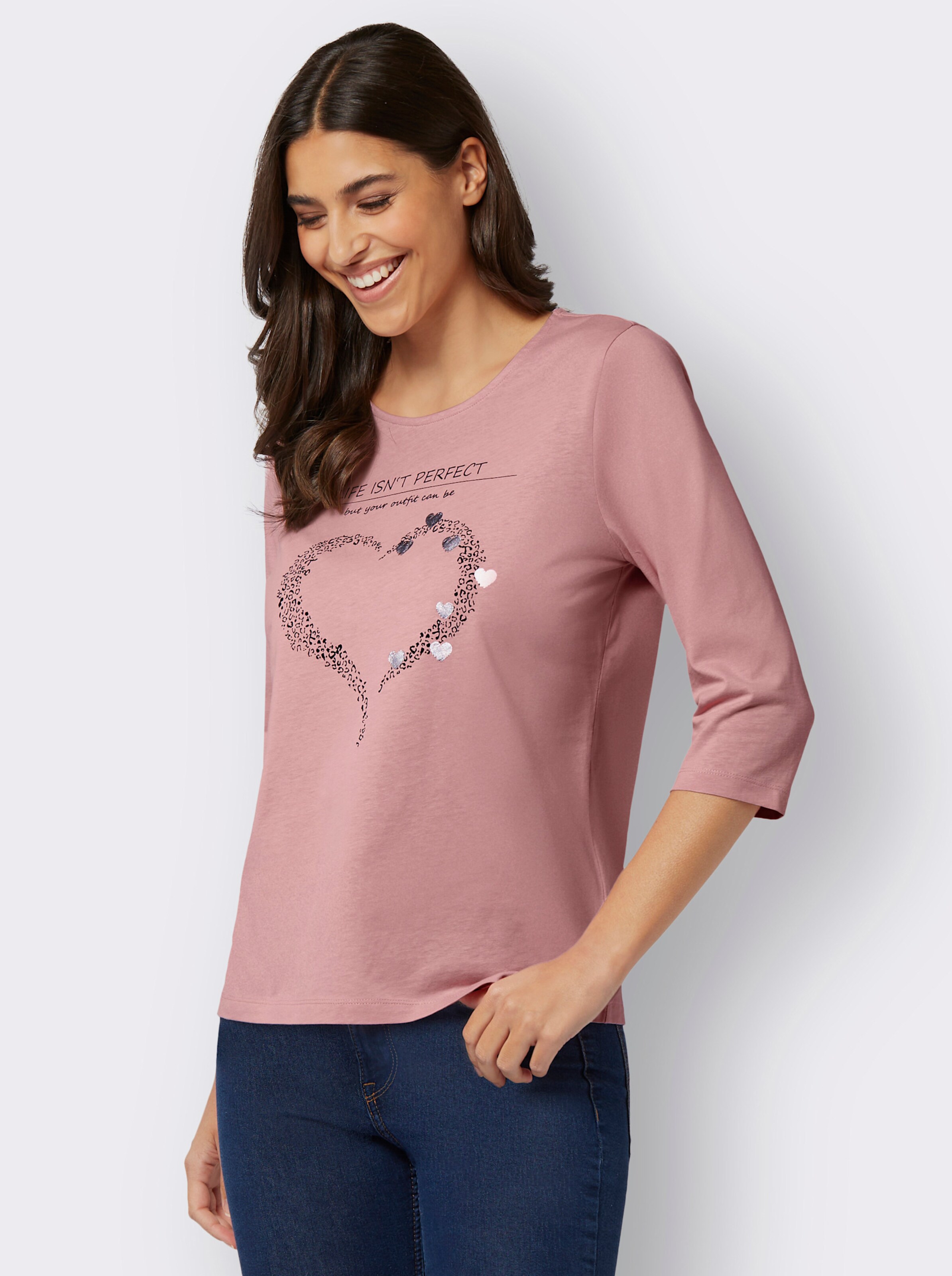 34-Arm-Shirt mit Herz-Motiv