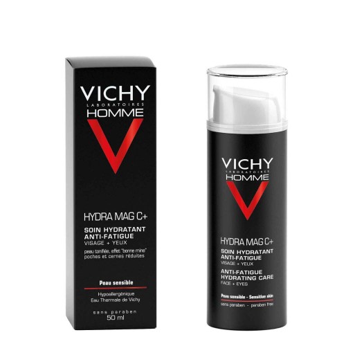 Vichy Homme Hydra Mag C  Tratamento Hidratante Anti-Fadiga Rosto   Olhos 50ml