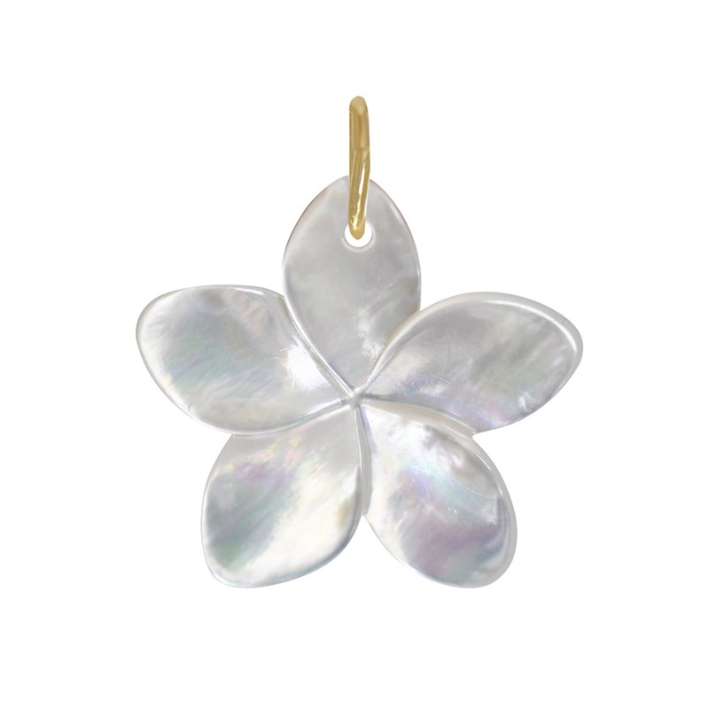 Pendentif Plaqué Or Fleur de Frangipanier en Nacre