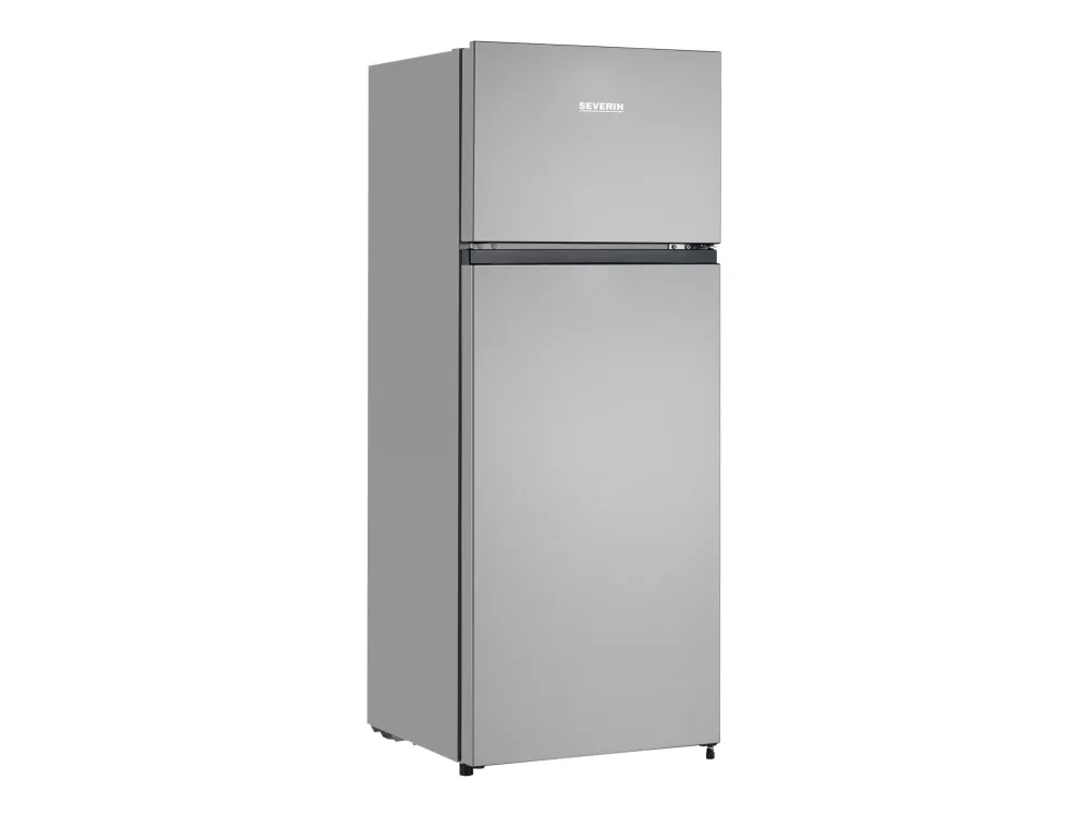 SEVERIN DT 8761 - Køleskab/fryser - top-fryser - bredde: 54.2 cm - dybde: 55 cm - højde: 143.4 cm - 206 liter - Klasse E - sølv
