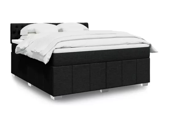 Sommier à lattes de lit avec matelas Noir 180x200 cm Tissu