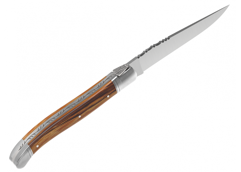 Couteau Laguiole avec un manche en bois de serpent et 2 mitres en acier inoxydable