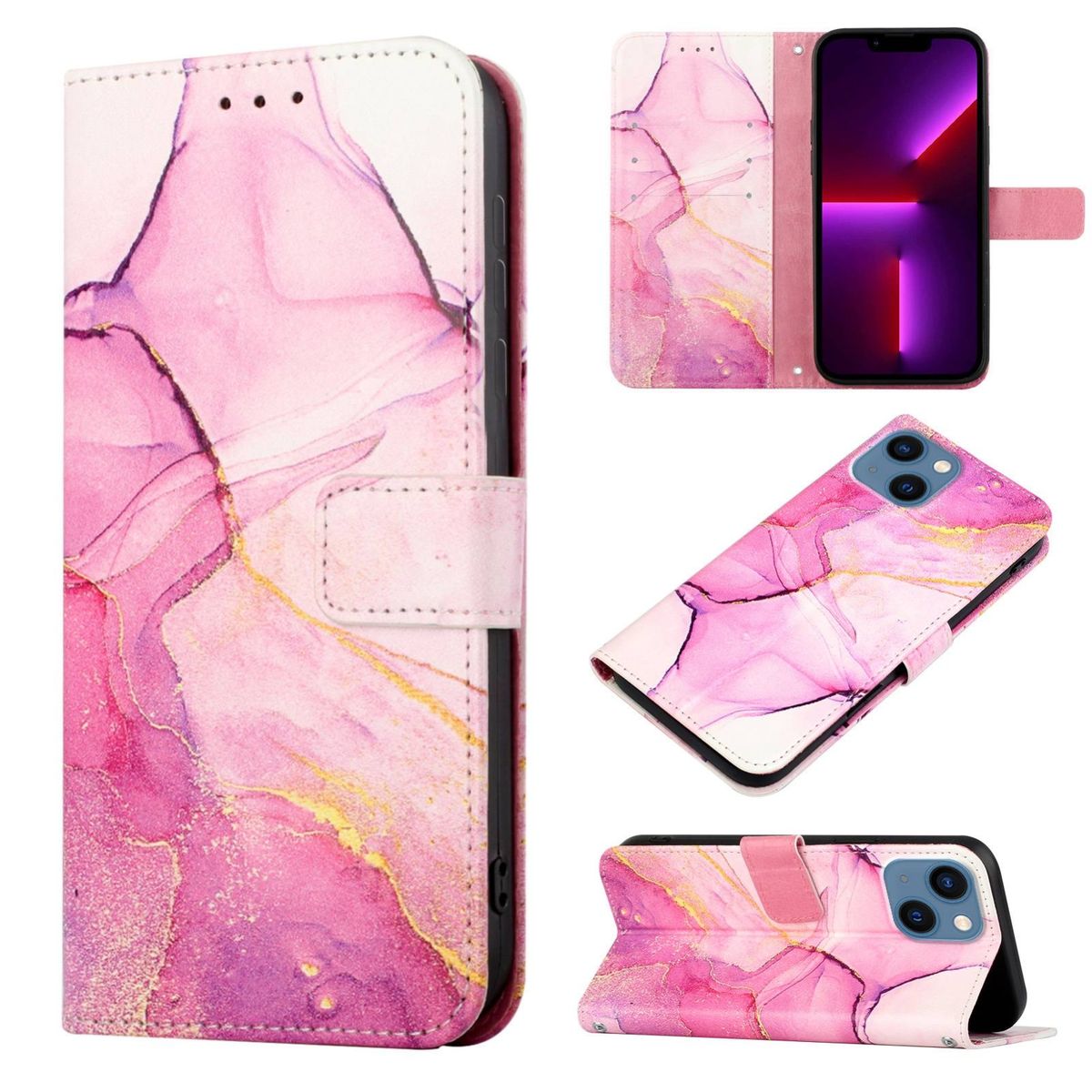 Hülle Handy Schutz für Apple iPhone 15 Plus Case Cover Klapp Tasche Wallet Etuis