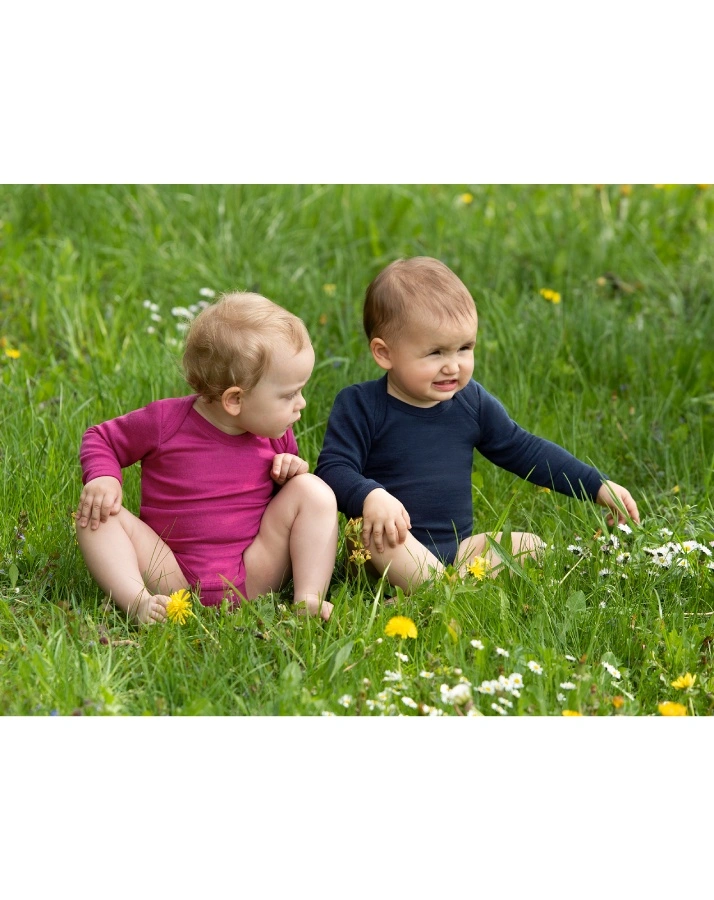 Woll-Langarmbody BASIC BABY in marine