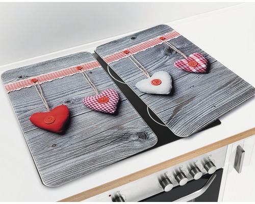 Wenko Hearts glazen afdekplaten, set van 2, 52 x 30 cm