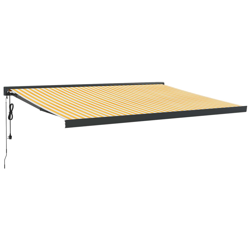 Auvent rétractable jaune et blanc 4,5x3 m tissu et aluminium