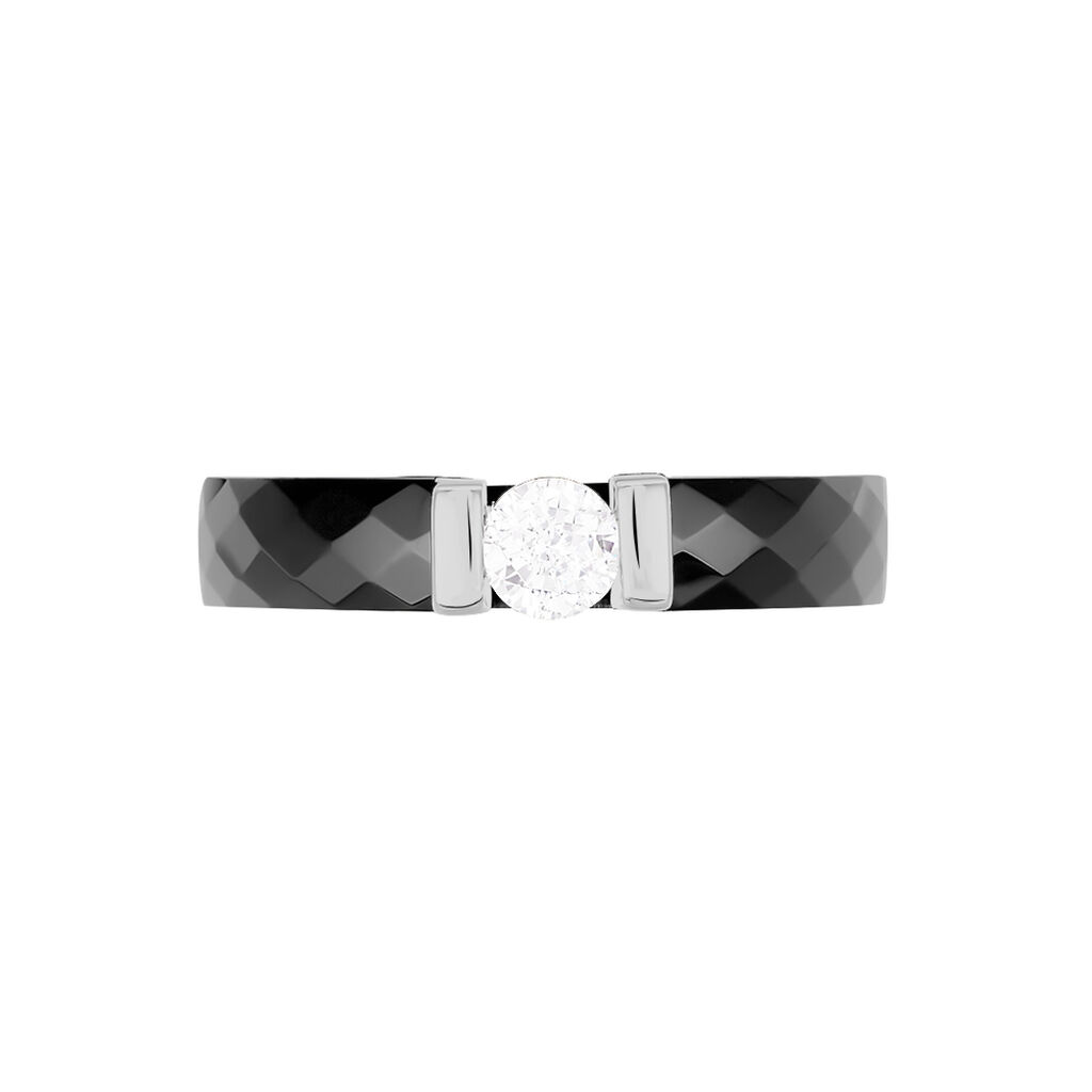 Bague Solitaire Ceramik Design Argent  Oxyde De Zirconium Et Céramique