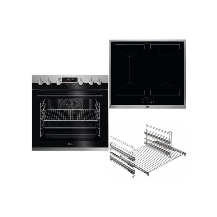 AEG Einbau-Herd-Set mit Induktionskochfeld und Vollauszug HF55M6I5R2