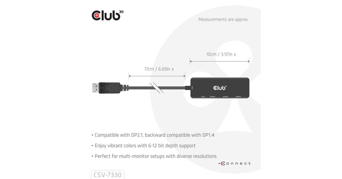 Club 3DDisplayPort naar Triple HDMI 8K60Hz Hub  (Zwart)