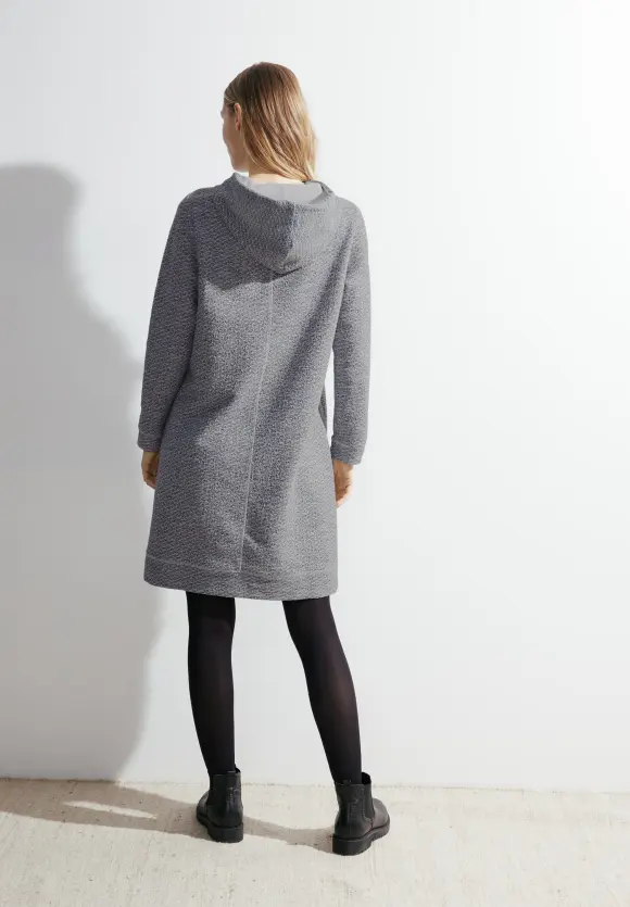 Bouclé Hoodie Kleid - casual denim blue