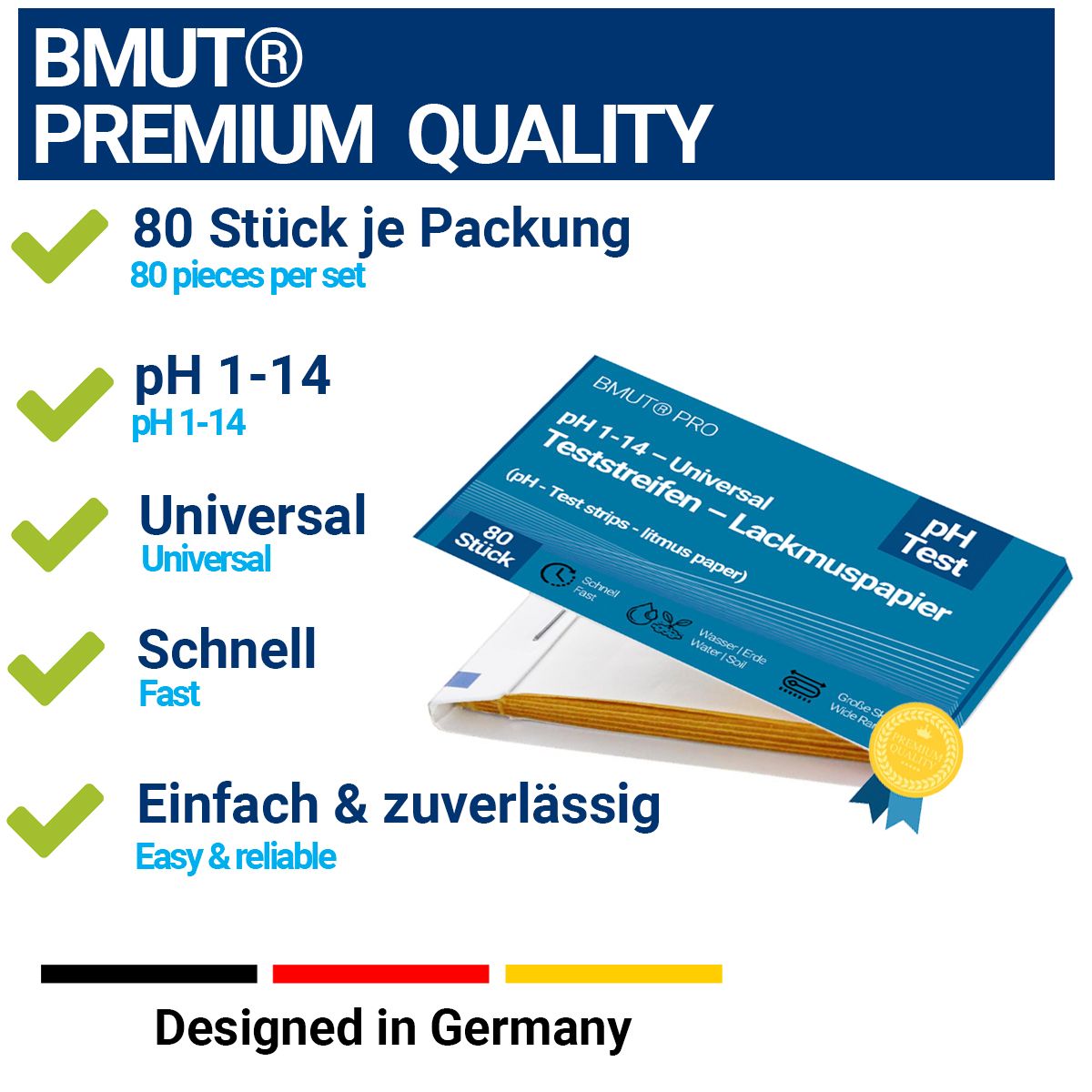 BMUT pH-Wert 1-14 Teststreifen Lackmuspapier