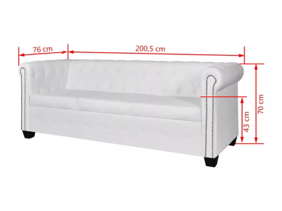 Canapé Chesterfield à 3 places cuir synthétique blanc