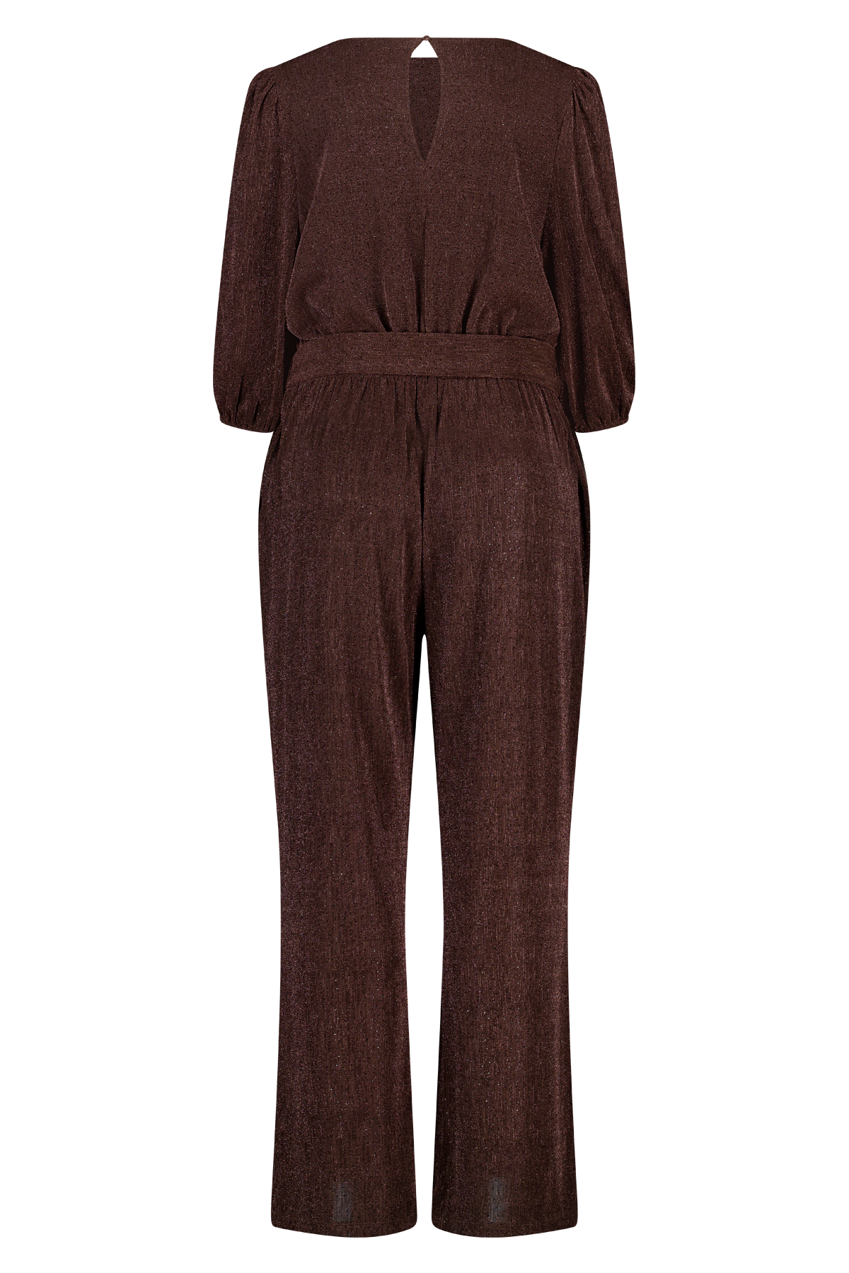 Glitter jumpsuit met ceintuur bronze