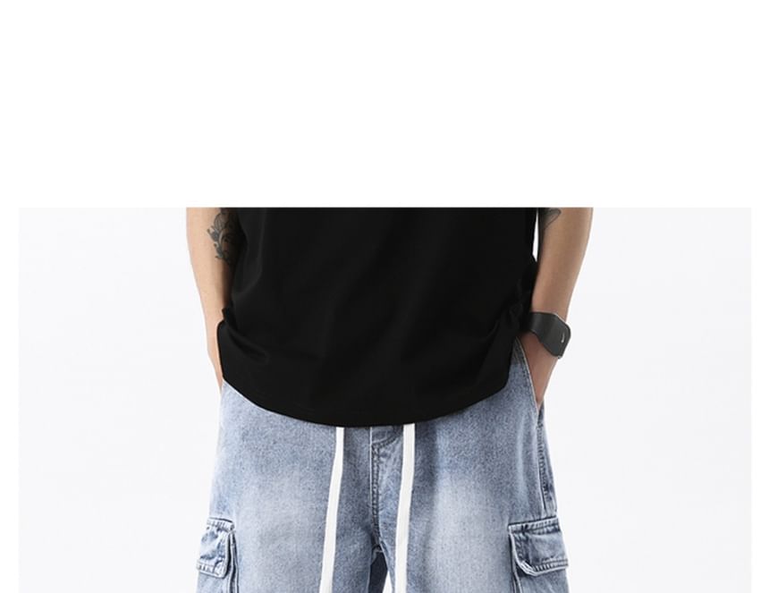 AXEN - Gewassen cargo denim shorts met trekkoordtaille