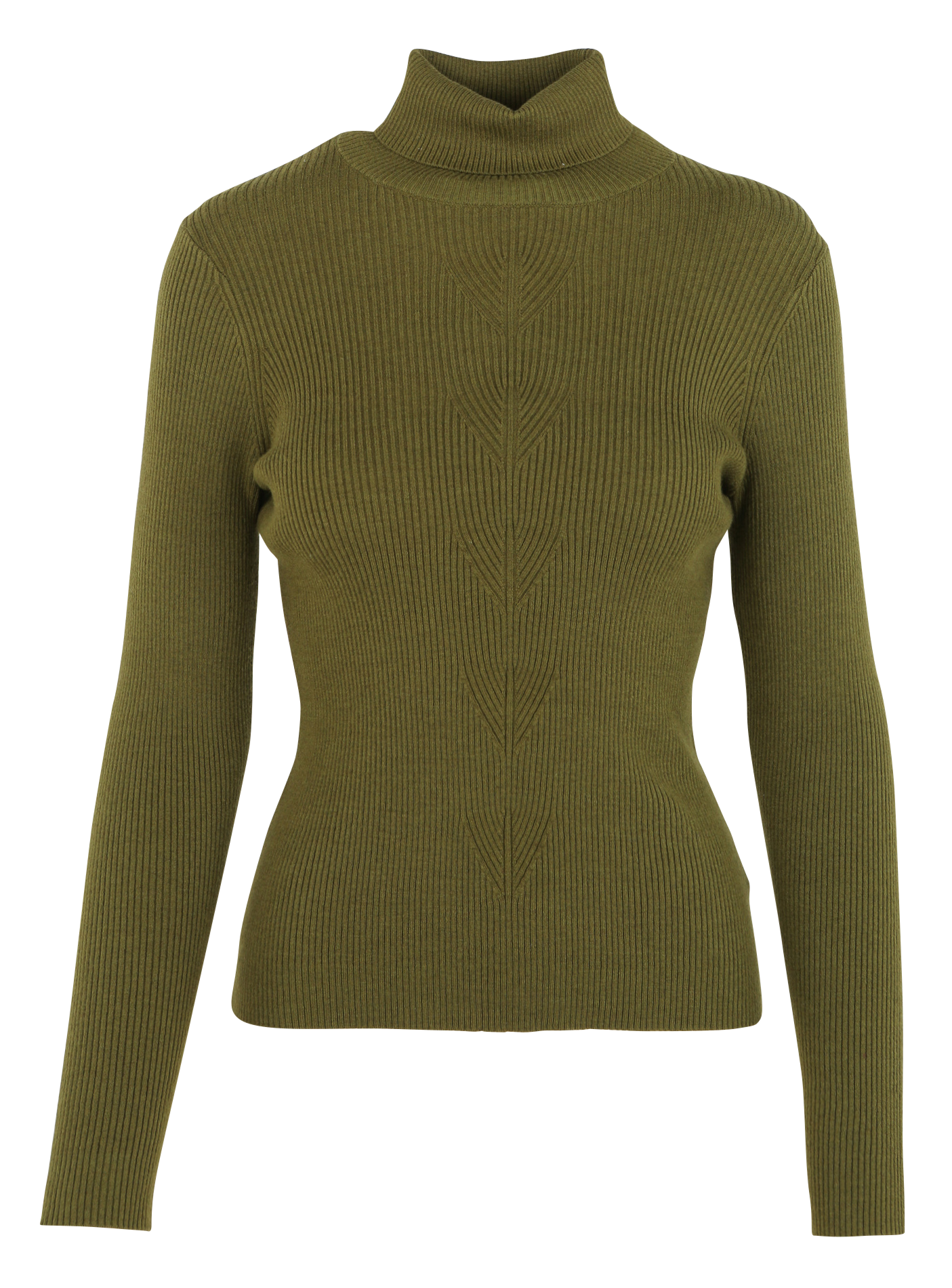 Pull moulant col roulé en coton mélangé | Kaki