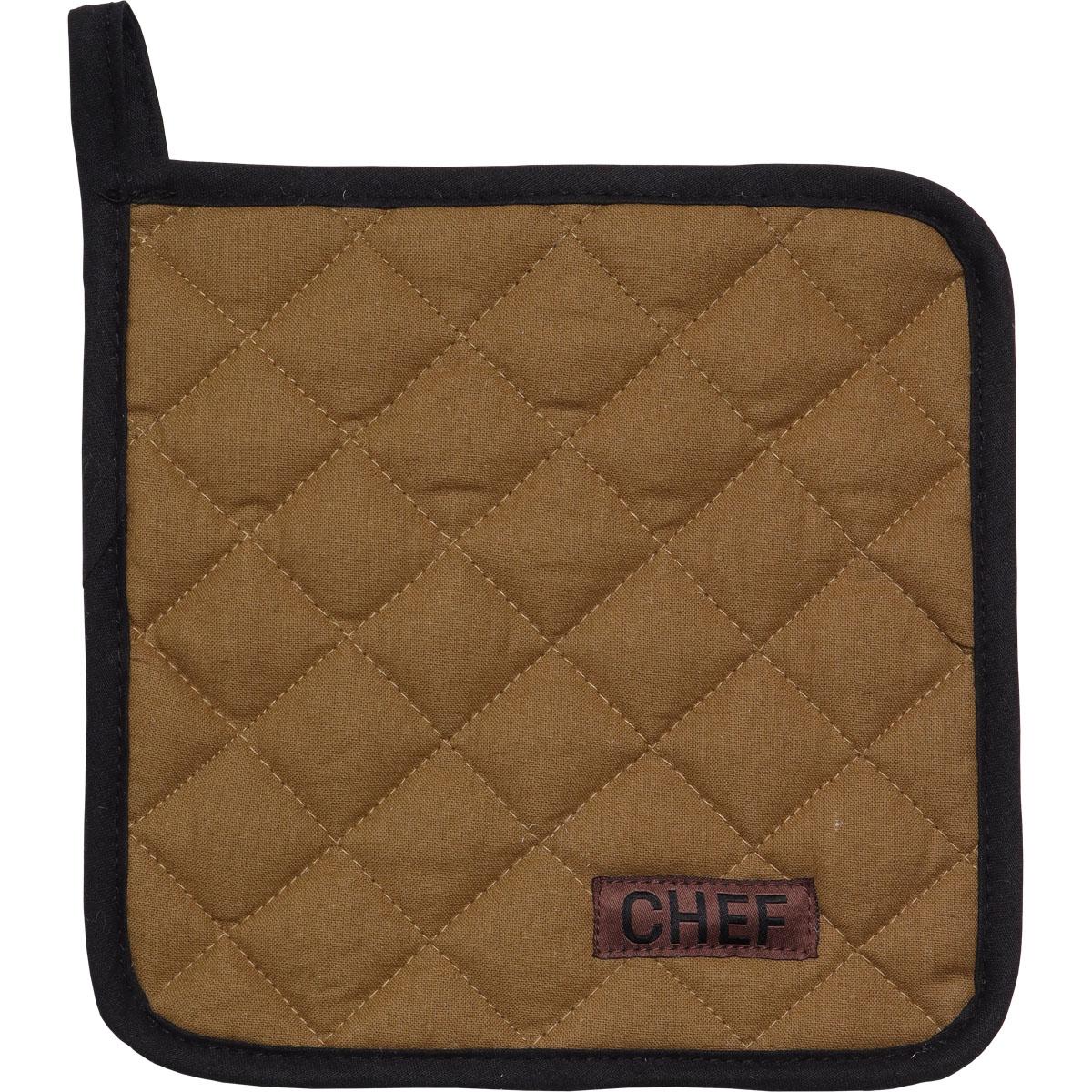 MANIQUE CHEF BLACK LINE 20X20CM COTON VERT KAKI