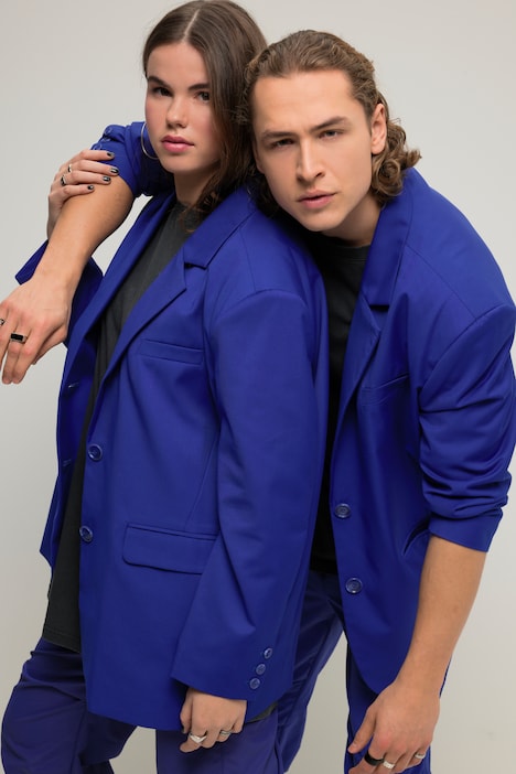 Blazer, oversized, Rücken-Knopfleiste, Revers, Langarm, Unisex
