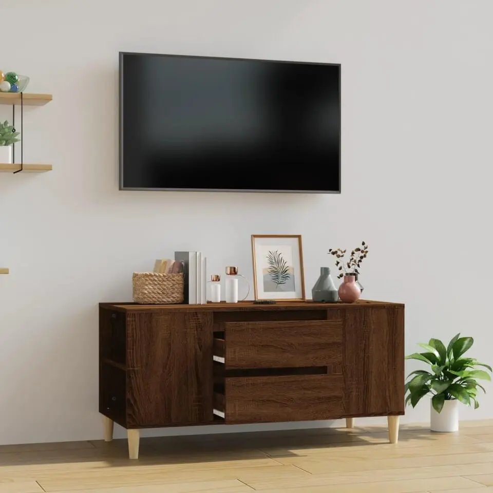 vidaXL - TV-meubel met 2 lades - Bruin eiken - Hout - 102x44.5x50 cm