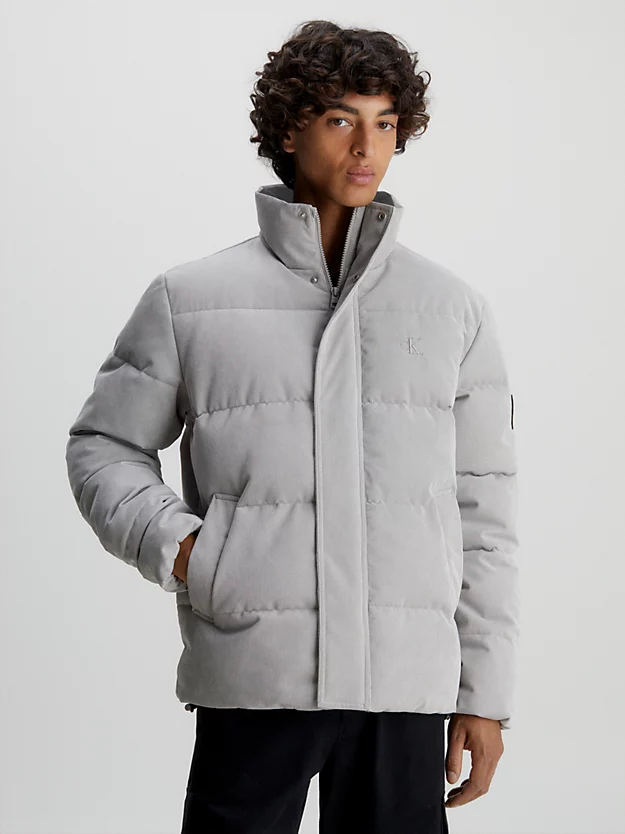 Jaqueta oversized de veludo cotelê com enchimento de plumas