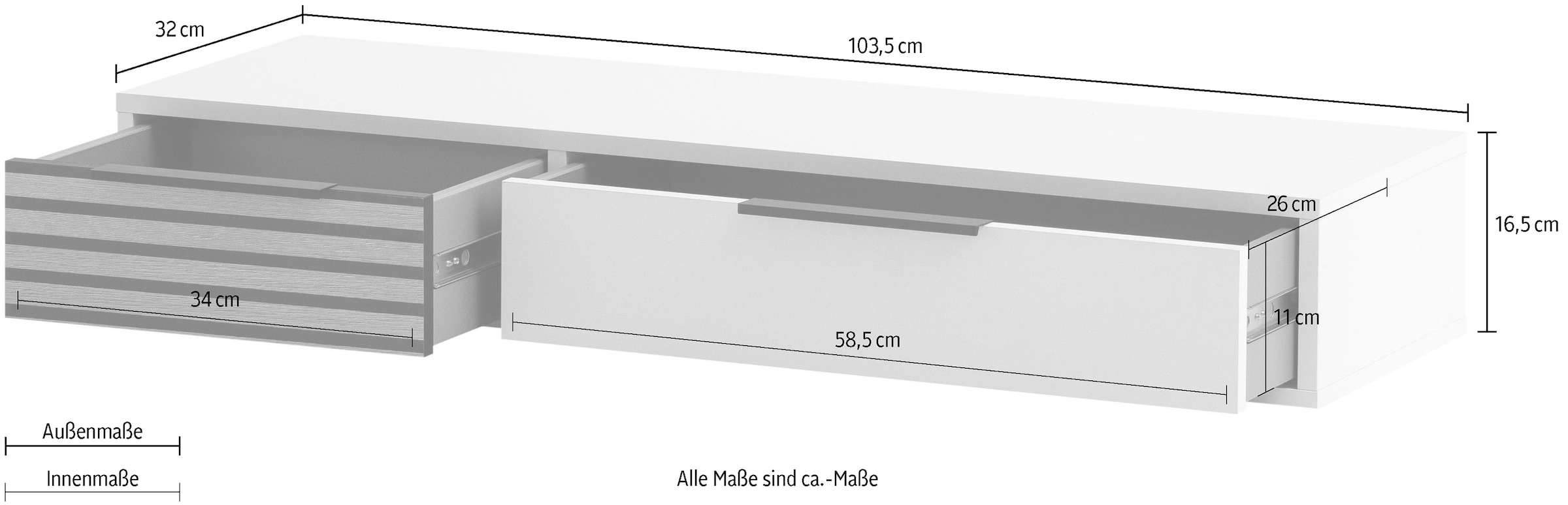 Schildmeyer Konsole »Loft, Breite 103 cm« Schubladenfront mit Akustikprint