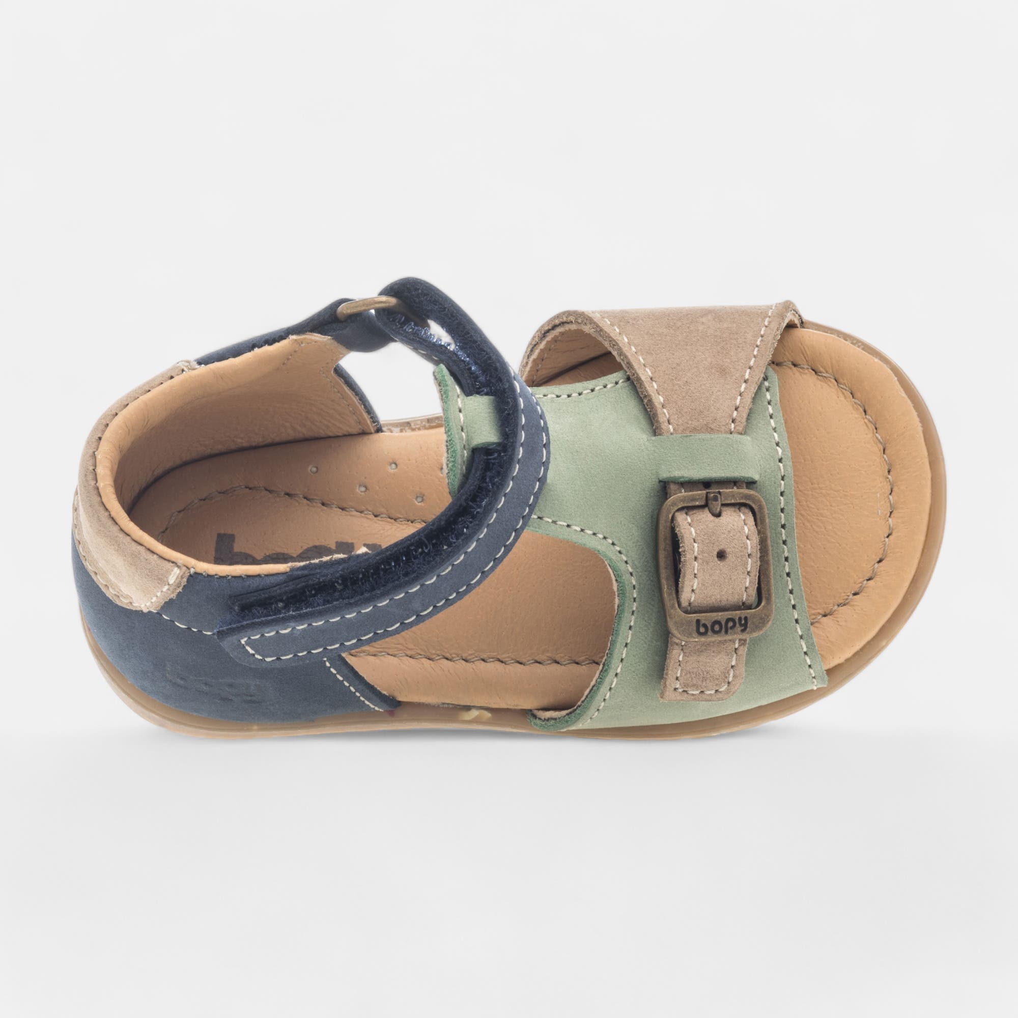 Sandales Bébé garçon en cuir vert clair