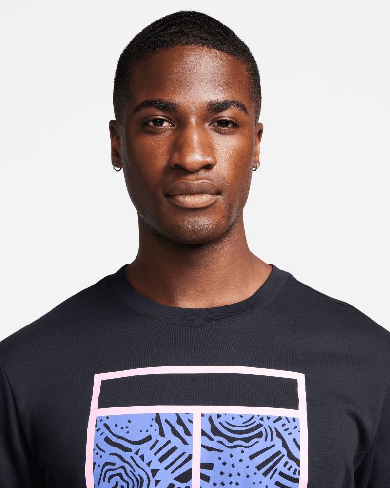 T-shirt Nike NikeCourt Noir & Rose pour homme