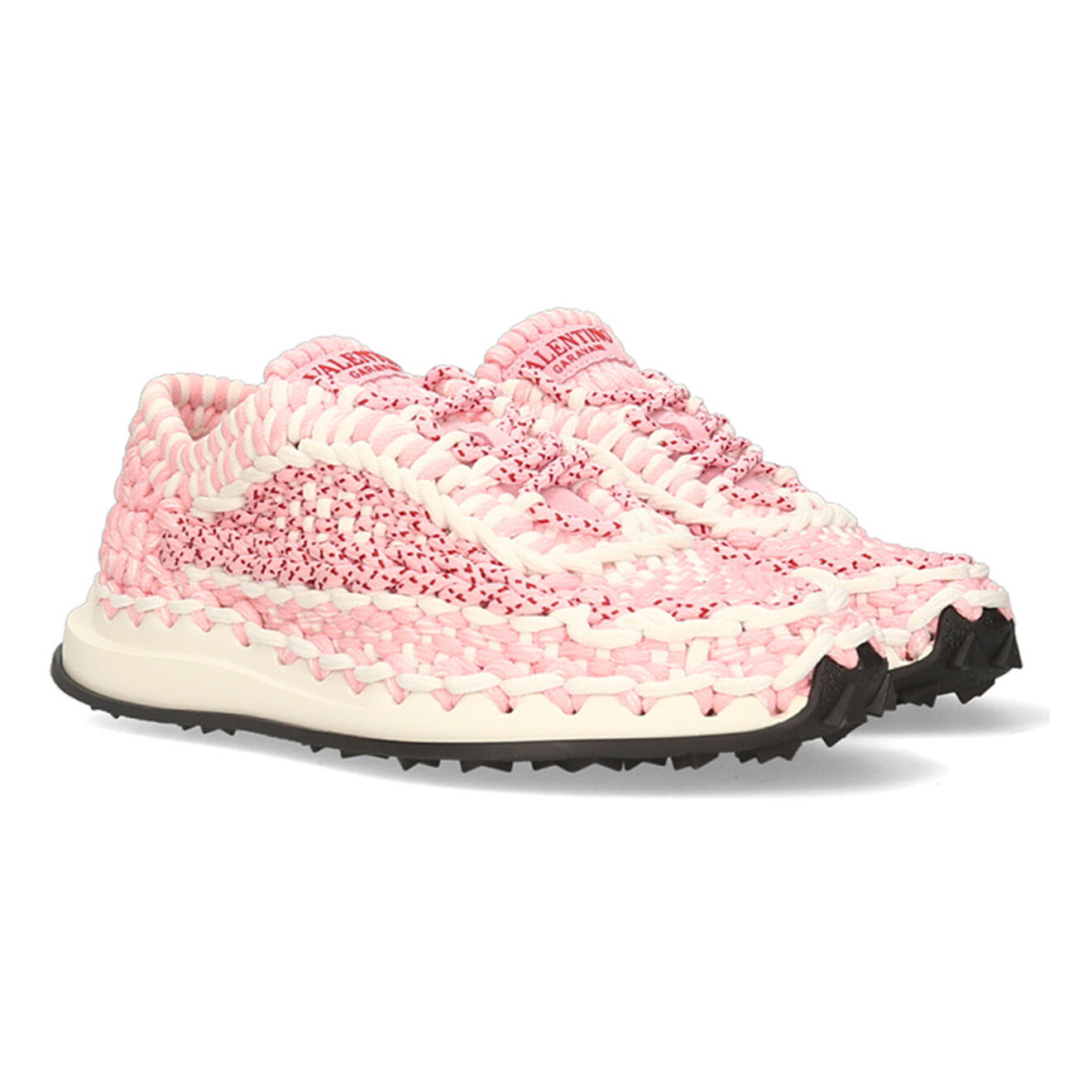 Valentino Sneakers macramé blanc/rose