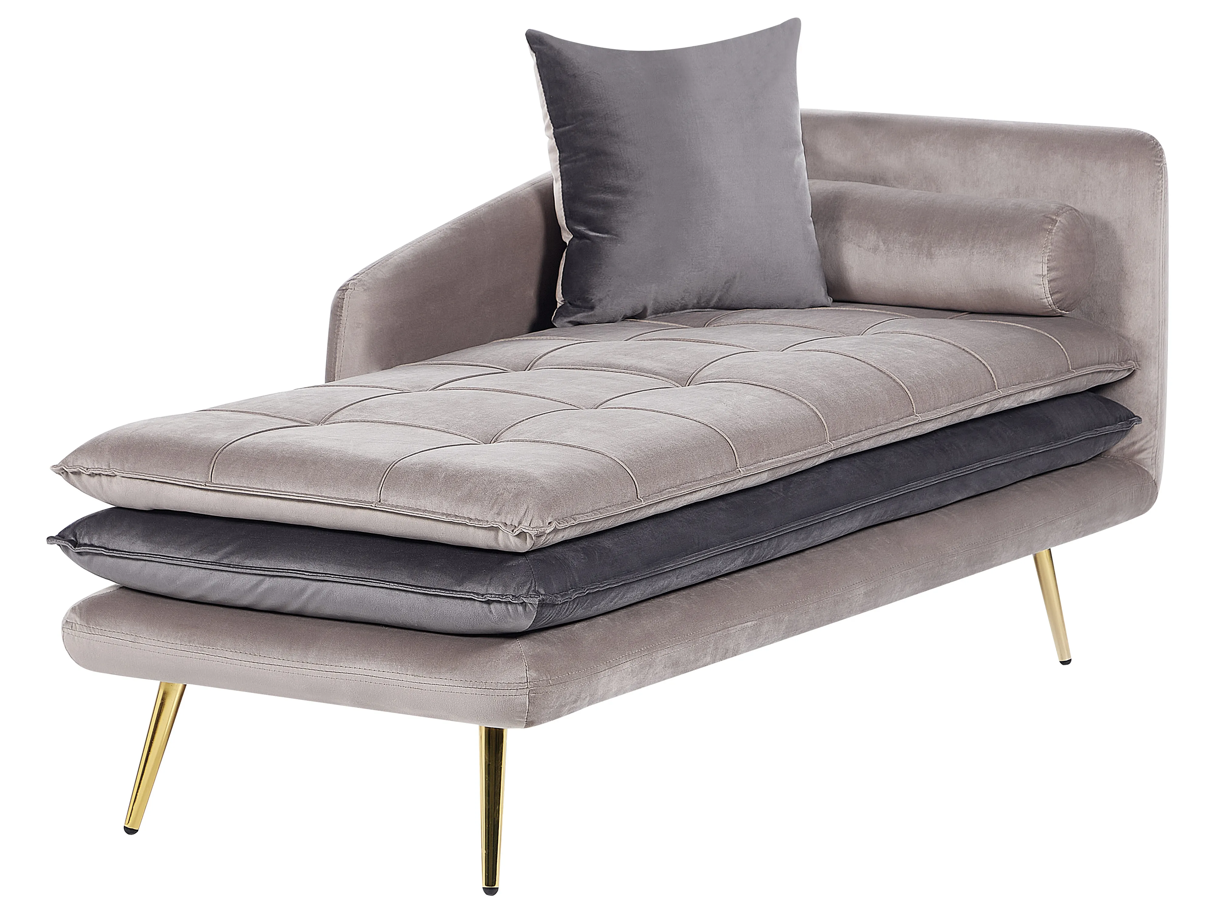 Rechtszijdige chaise longue GONESSE Fluweel Taupe
