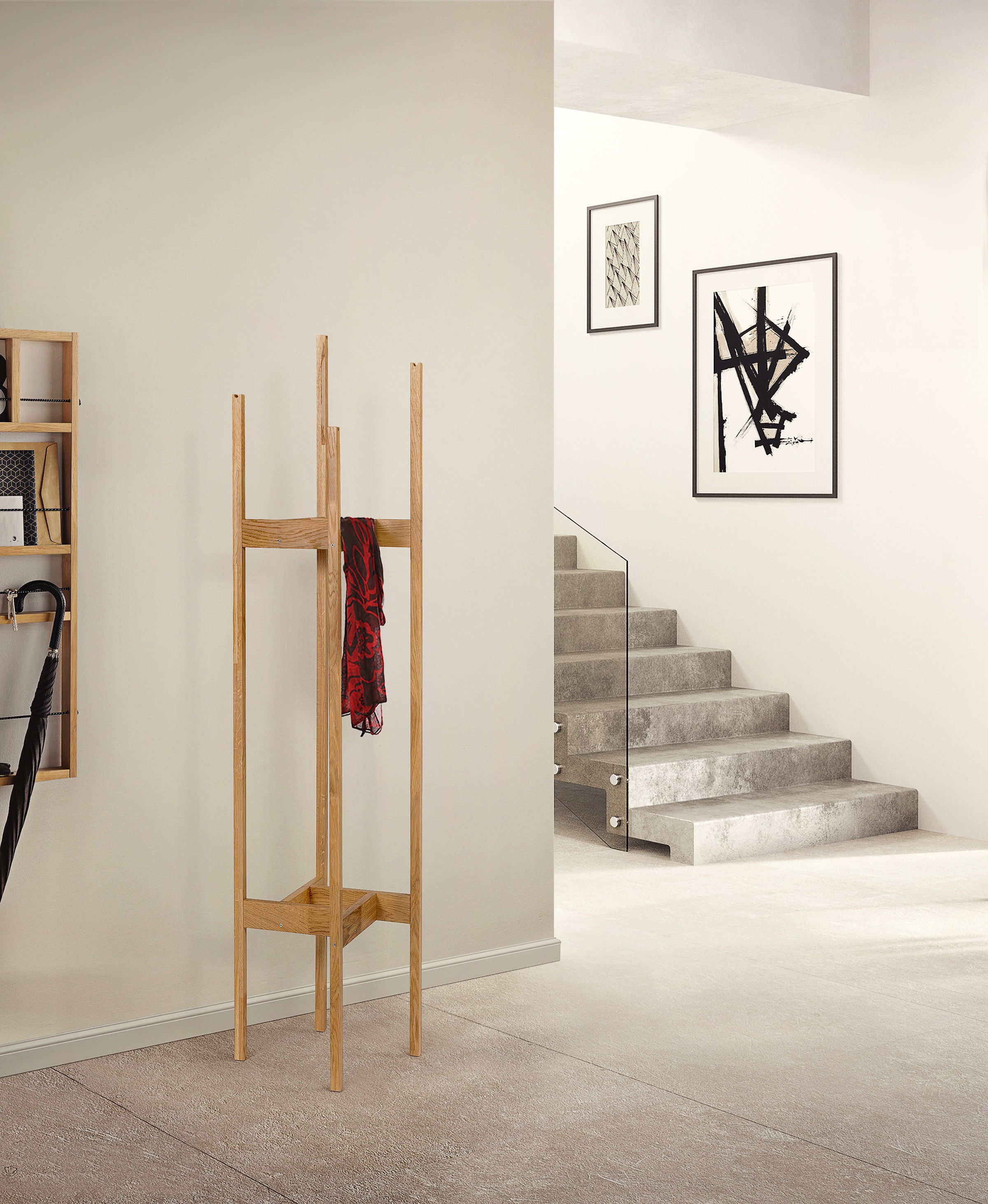 andas Garderobenständer im skandinavian Design, aus keilverzinkter massiver Eiche, FSC®