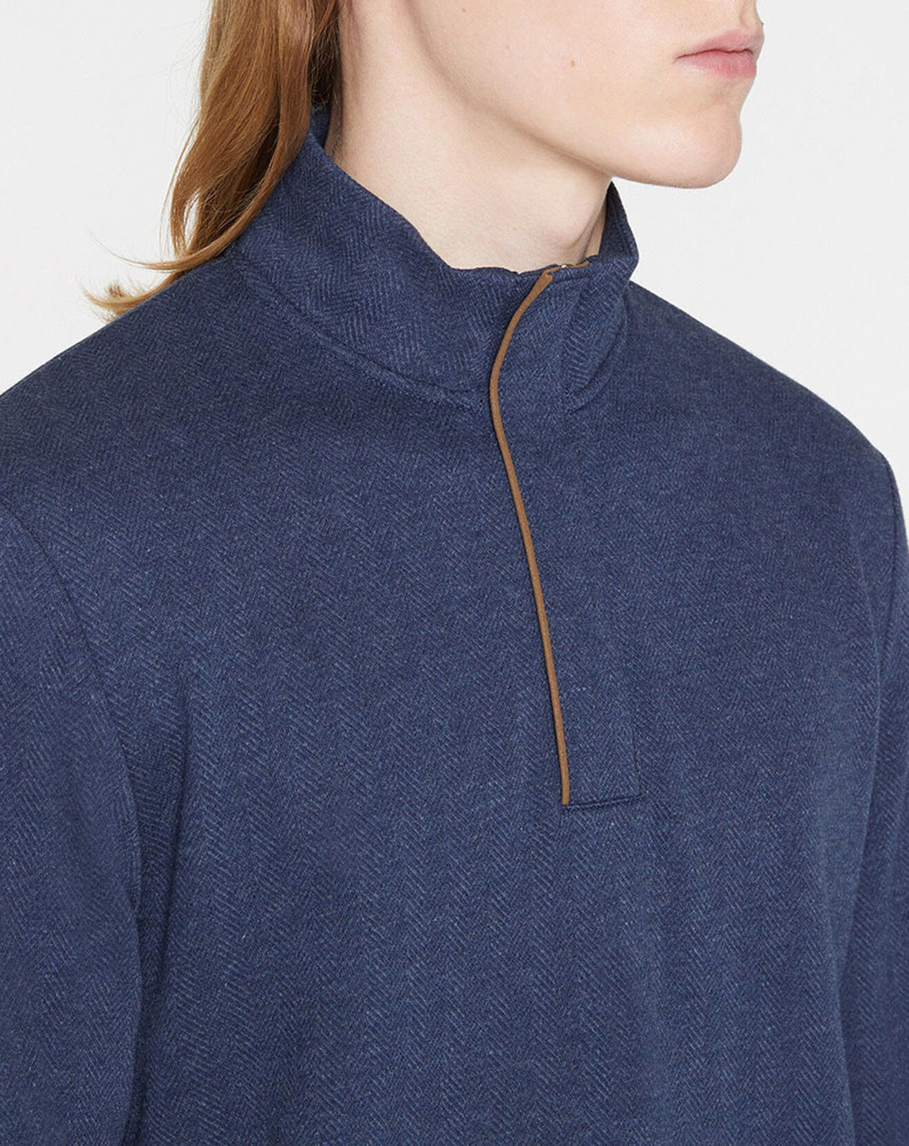Hackett London Sweat col montant Chevron bleu