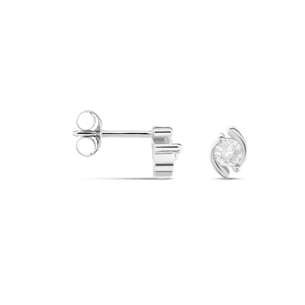 Boucles D'oreilles Puces Couteau Argent Blanc Oxyde De Zirconium