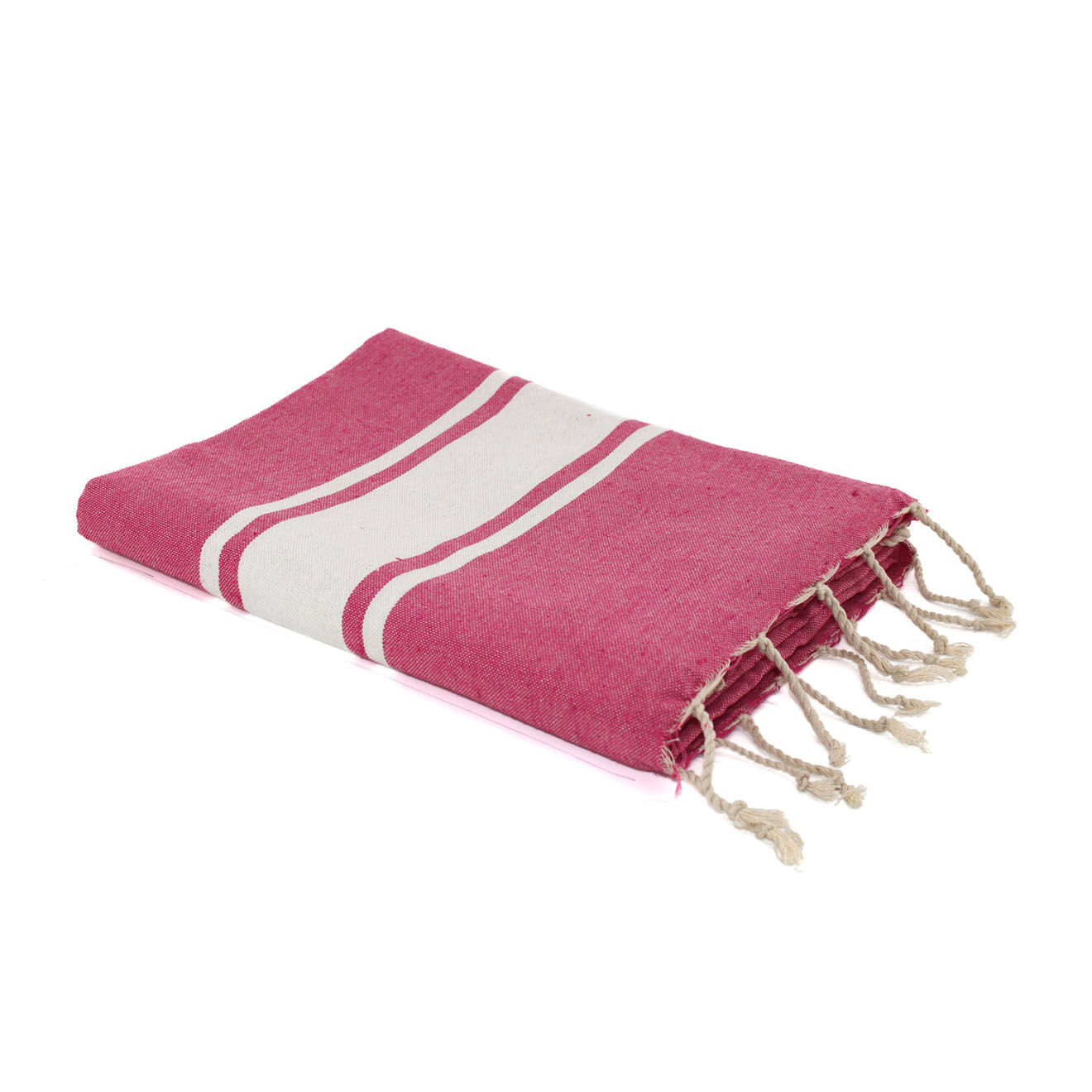 Febronie Fouta Traditionelle St Tropez rose fuschia/blanc - 100x200 cm