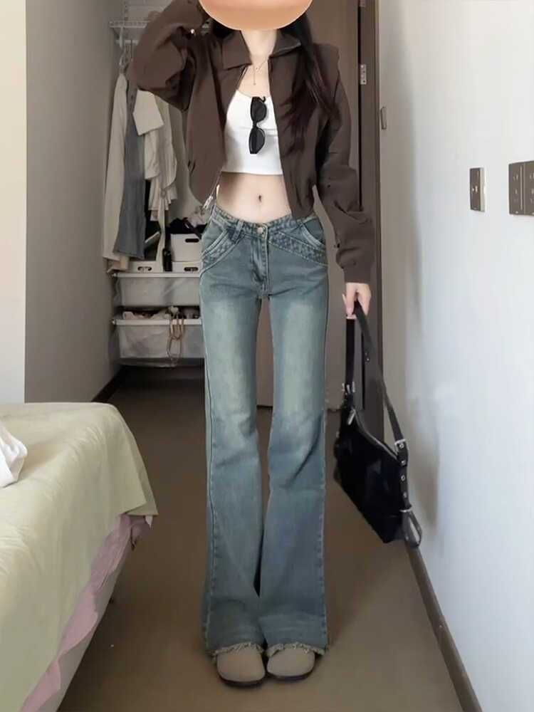 Coline - Low Rise Washed Frayed Flared Jeans (diverse ontwerpen)