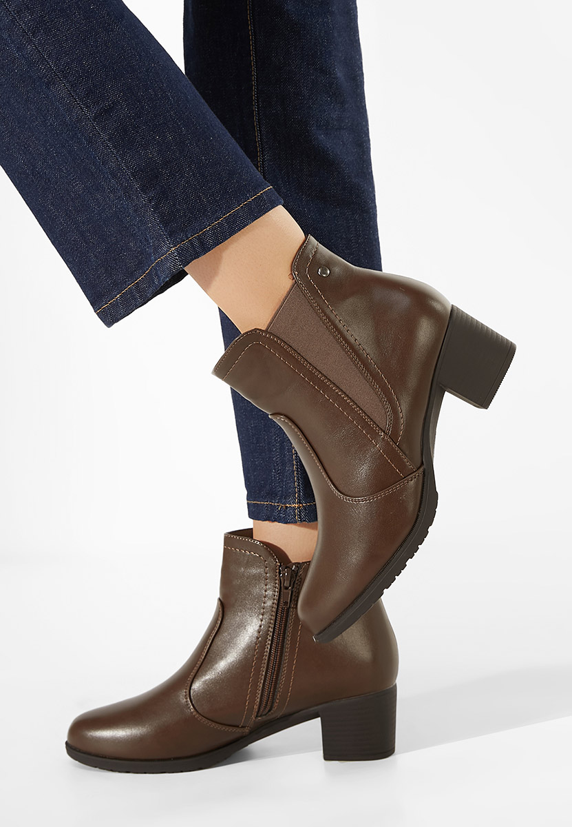 Bottines à gros talon brunes Verona