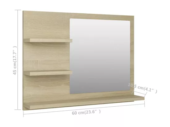 Miroir de salle de bain chêne sonoma bois d’ingénierie